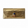 Chanel Metallic Gold Croc Jewel Clasp Clutch