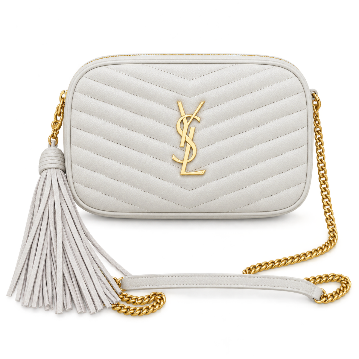 YSL Saint Laurent Lou Camera Bag in Cream Matelassé Leather