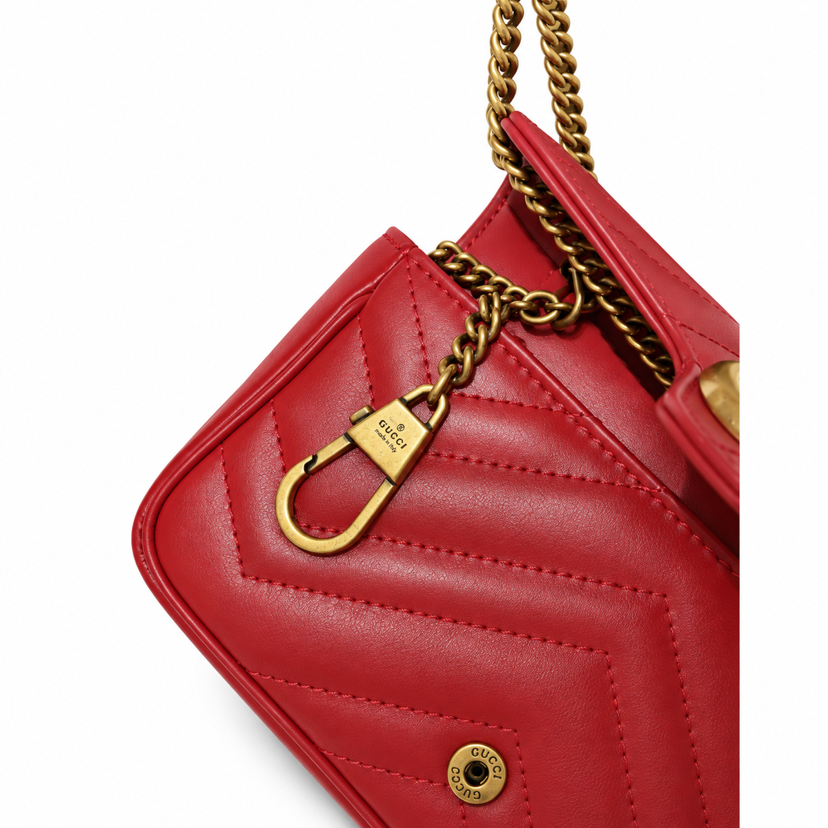 Gucci GG Marmont Super Mini Flap Bag in Hibiscus Red Matelassé