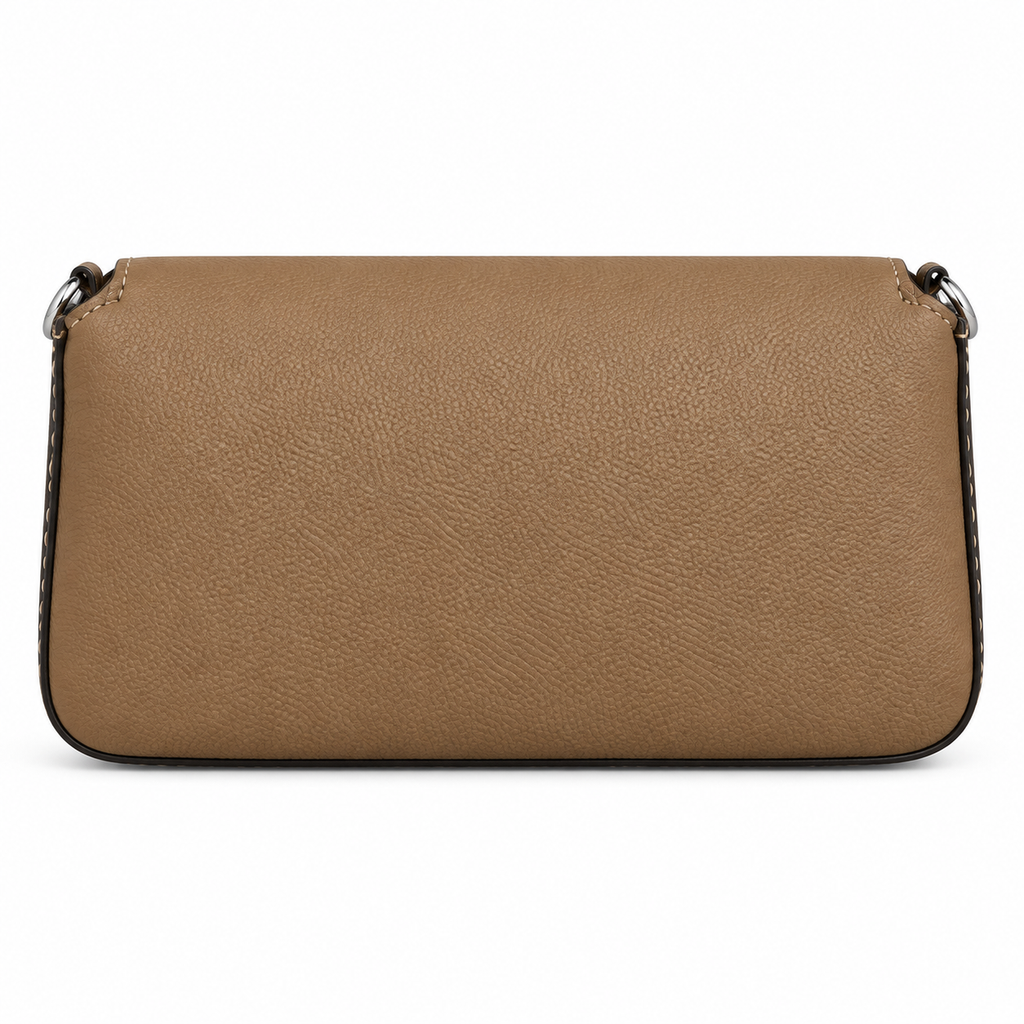 Fendi FF Shoulder Bag – Jacquard Canvas & Leather Trim, Flap Closure, 26cm