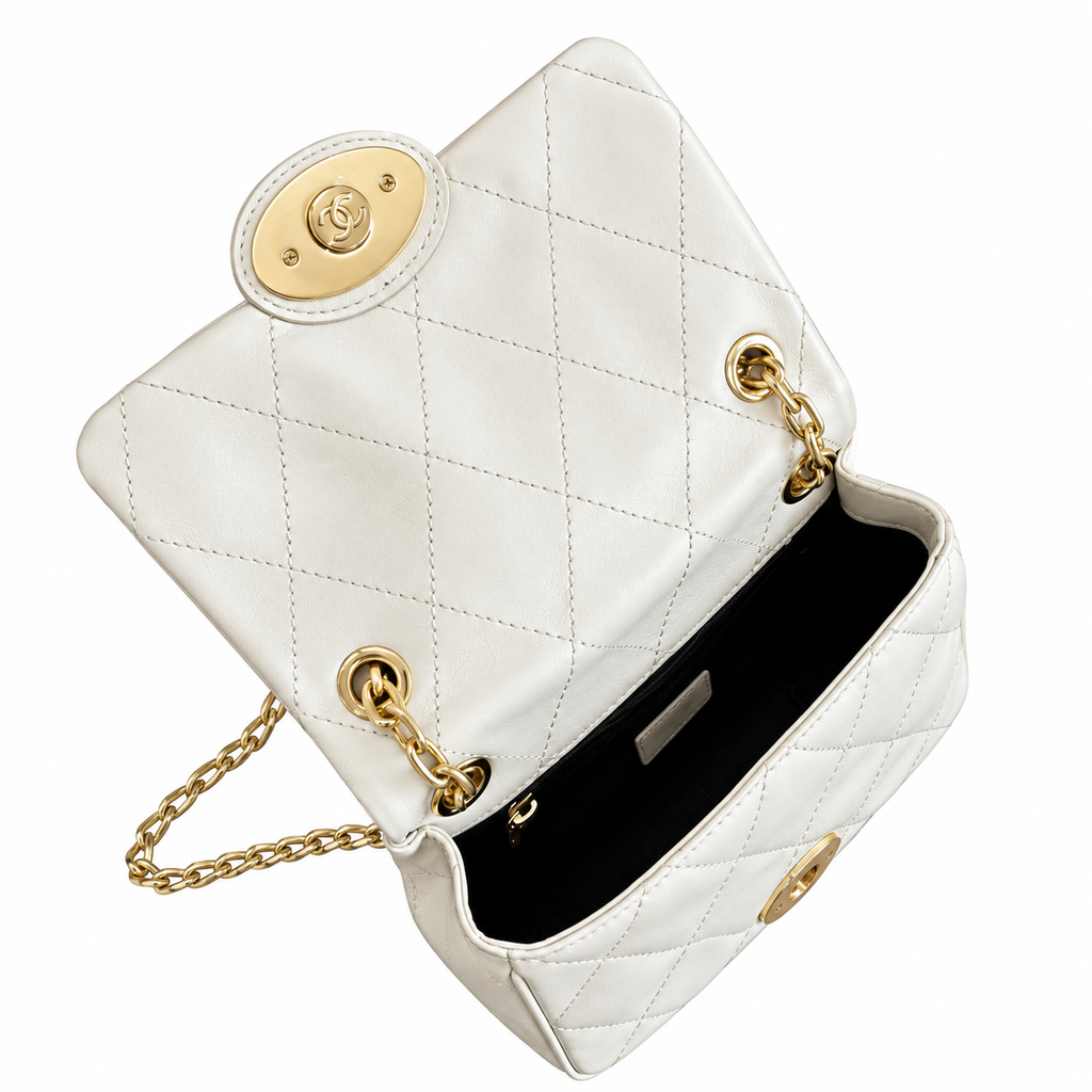 Burberry Ivory Radiance Quilted Chain Bag