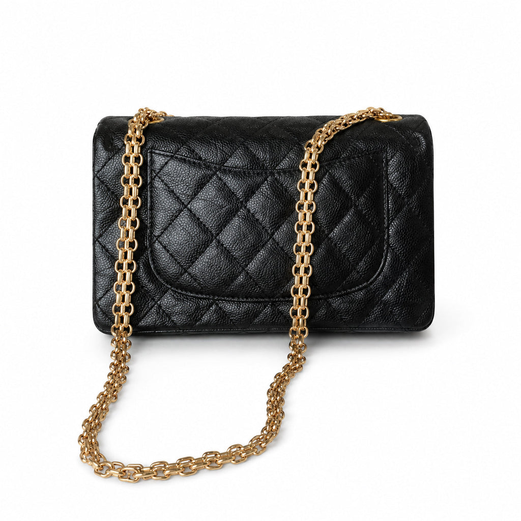 Chanel Small Classic Flap Black Caviar Gold Double Chain