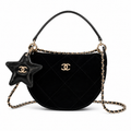 Chanel Black Suede Vertical Quilt Flap Bag | Oversized Gold CC Turn-Lock & CHANEL-Engraved Chain Ring
