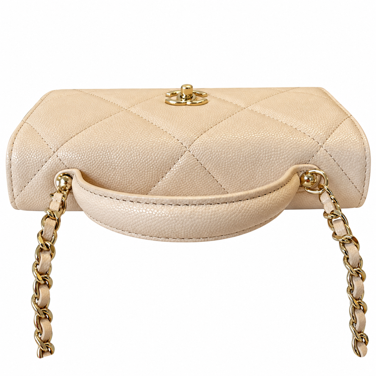 Chanel Trendy CC Quilted Aged Calfskin Top Handle WOC Cream 19cm
