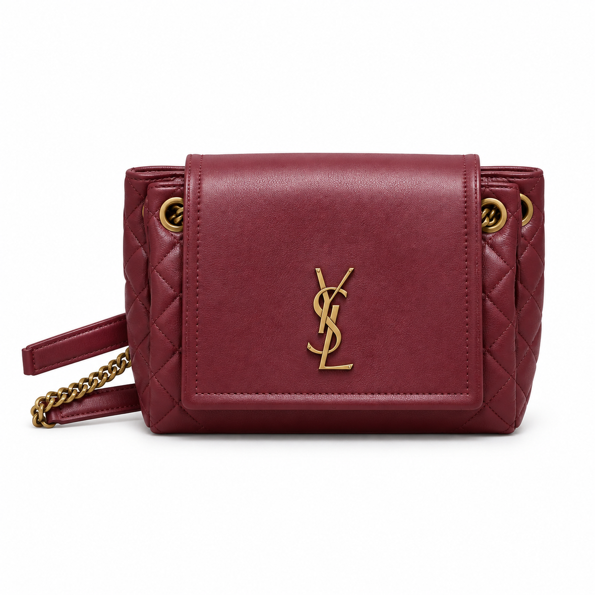 Saint Laurent Nolita Quilted Chain Bag in Burgundy