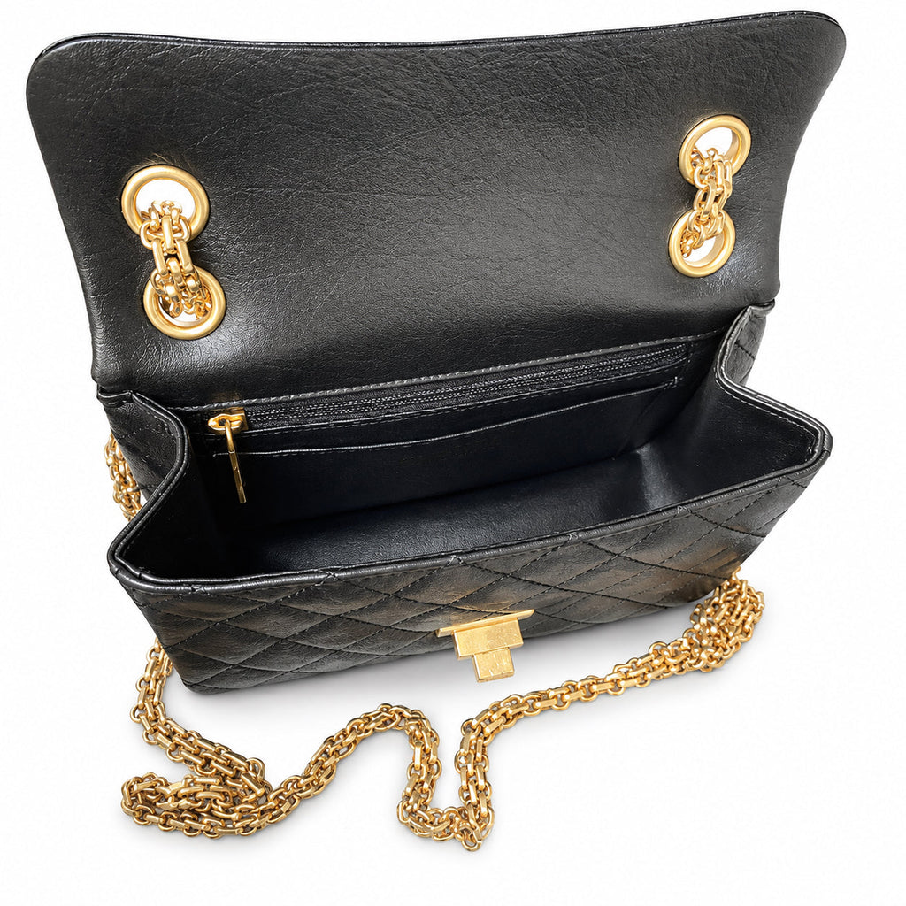Chanel Small Classic Flap Black Caviar Gold Double Chain