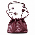 Chanel Burgundy Lambskin Quilted Drawstring Bucket Bag | Triple CC Coin Charms & Adjustable Strap