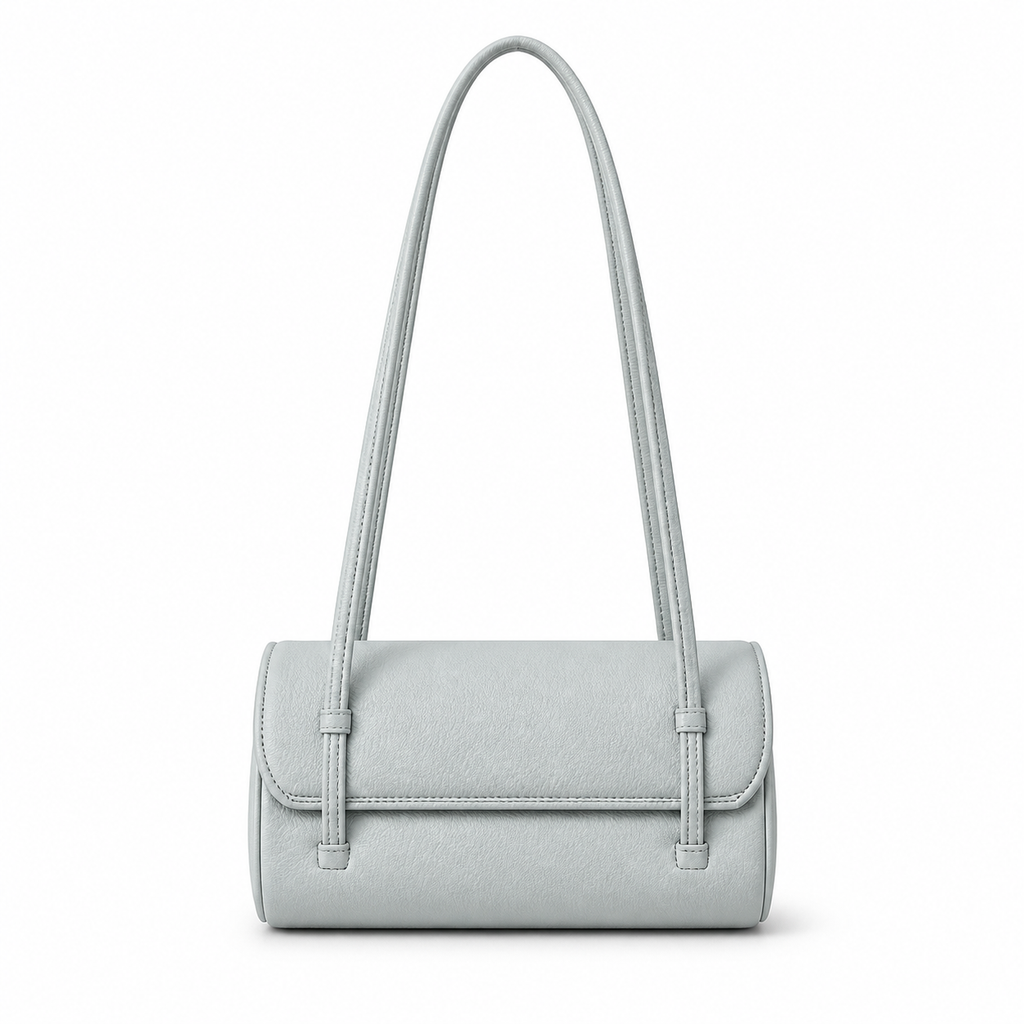 Chanel Powder Blue Caviar Cylindrical Shoulder Bag | Twin Flat Strap — 20cm