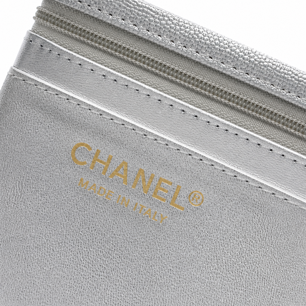 Chanel Classic Flap Top Handle Silver Quilted Gold Hardware