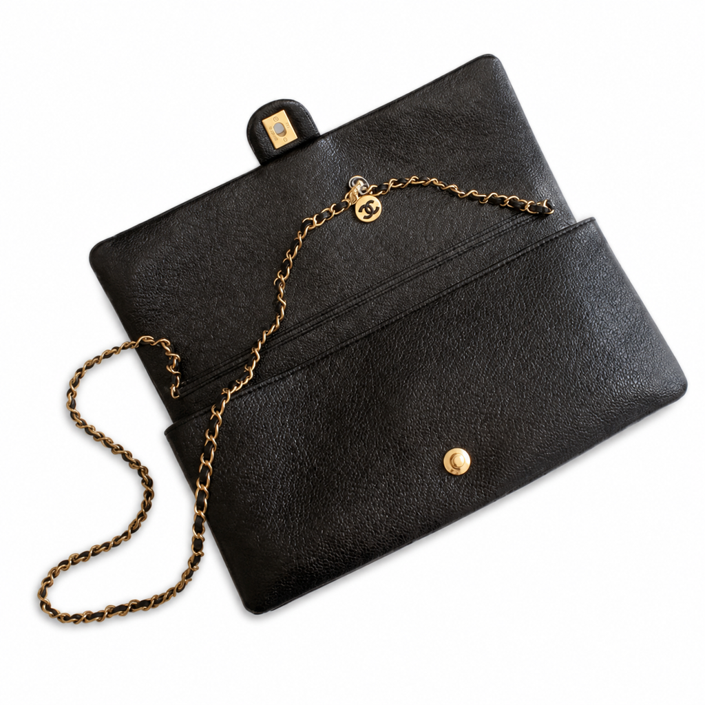 Chanel Black Caviar Wallet on Chain CC Coin Charm
