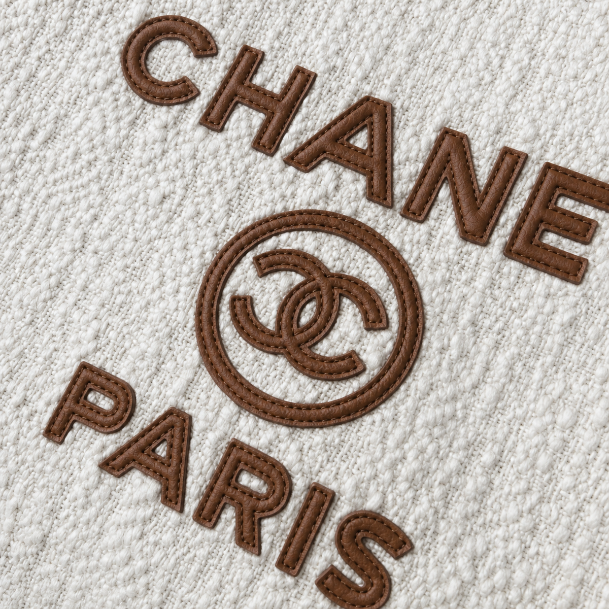 Chanel Deauville Tweed Tote 33cm Ivory Brown