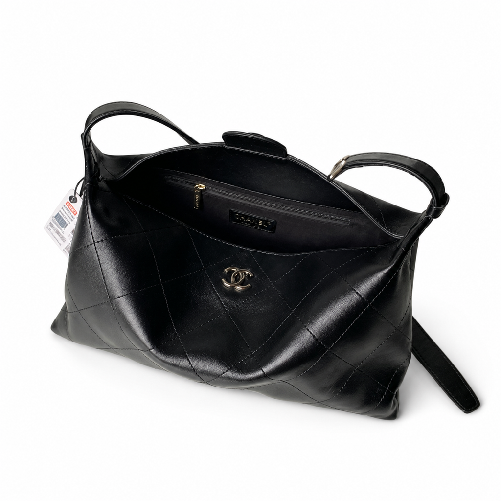 Chanel Deauville Large Shopping Tote | White Boucle & Caramel — 32cm