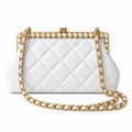 Chanel Pearl Top Frame Clutch White 10×20×7cm