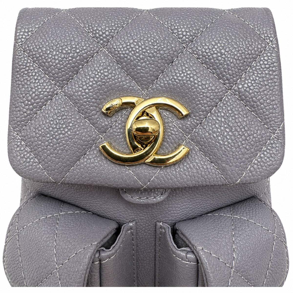 Chanel Duma Iridescent Caviar Backpack | CC Turn-Lock Gold Chain Lilac — 20.5x20cm
