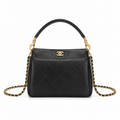 Chanel Black Quilted Lambskin Hobo Bag Gold CC Chain