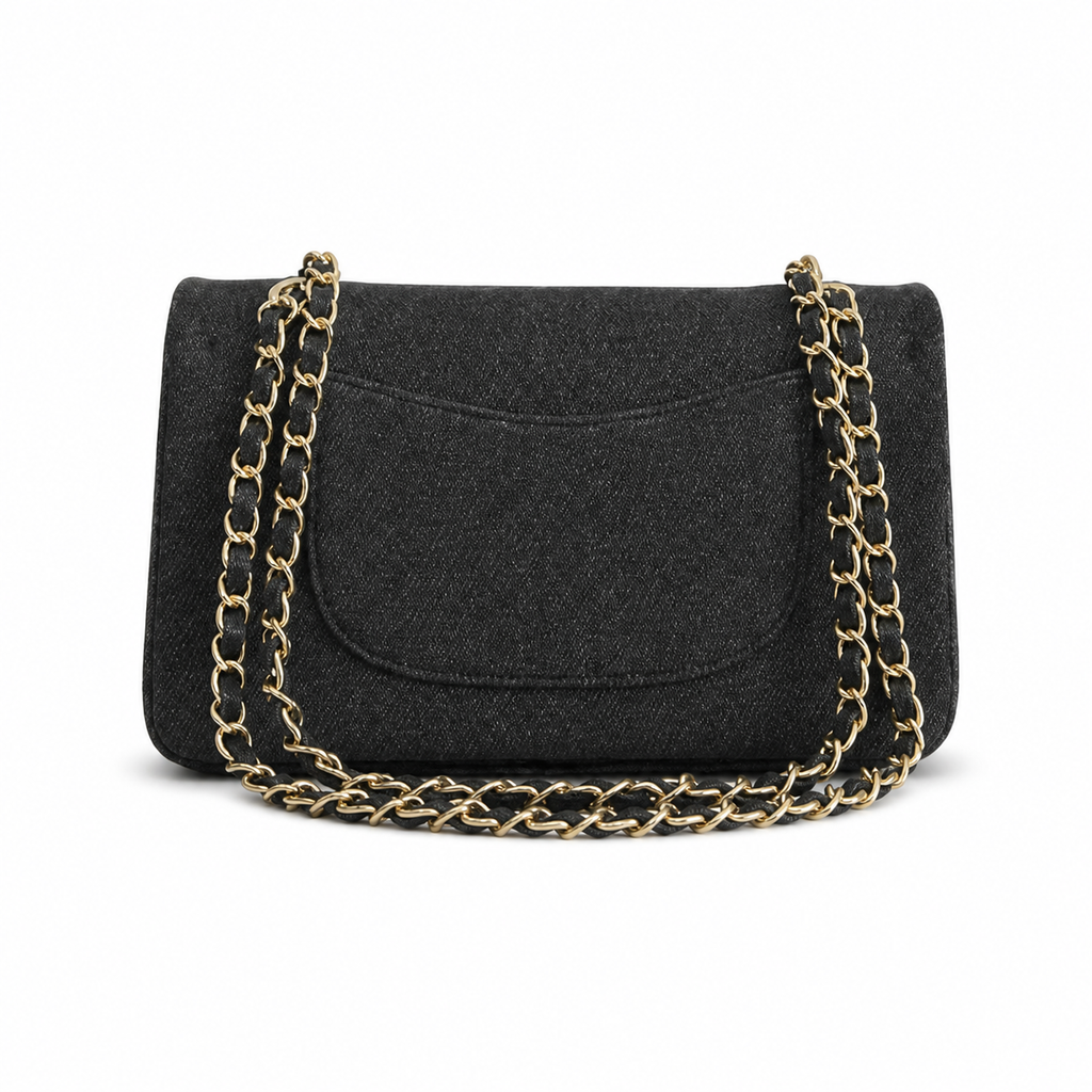 Chanel Dark Denim Classic Flap Iridescent Sequin Crystal Floral