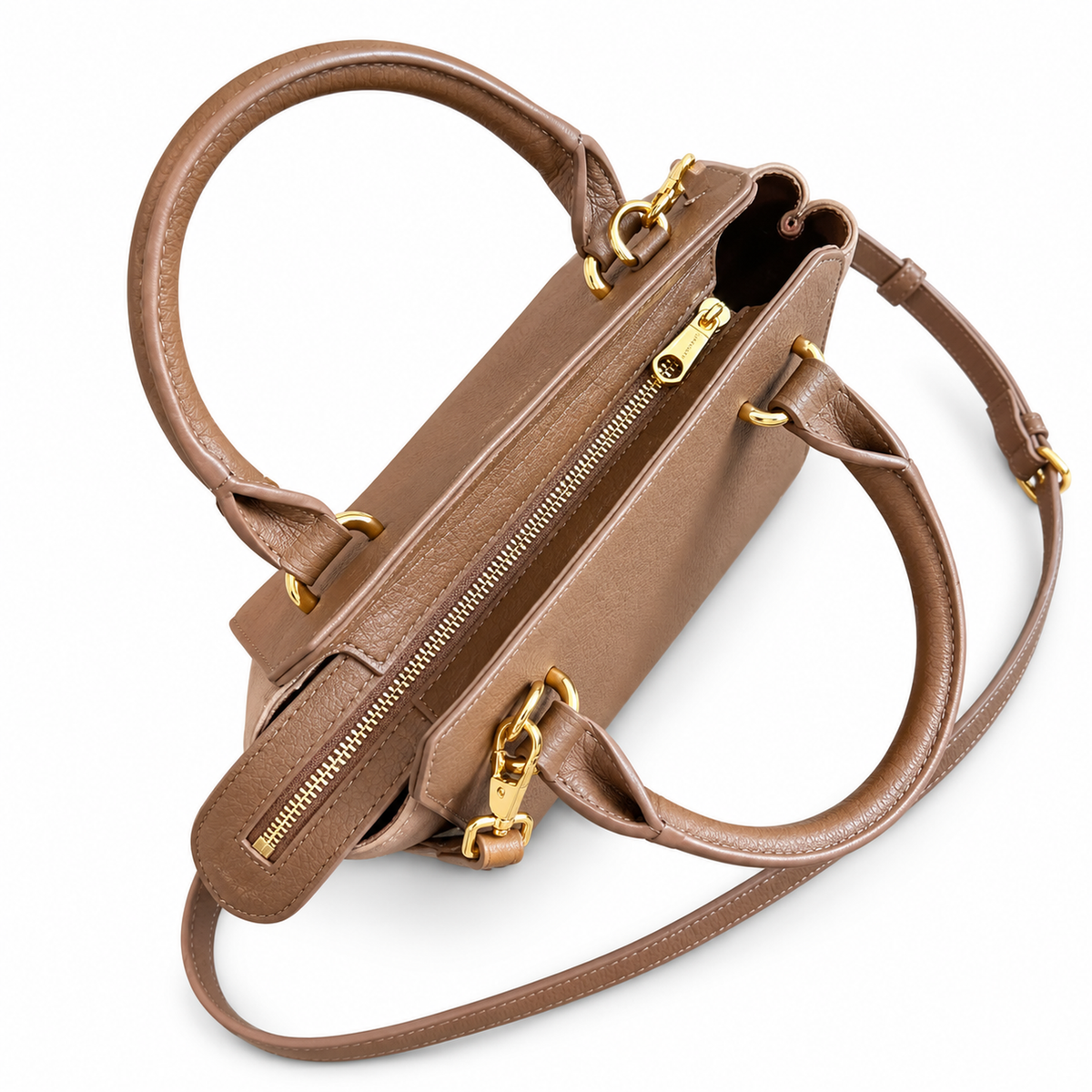 Burberry Tan Check-Panel Top Handle Crossbody