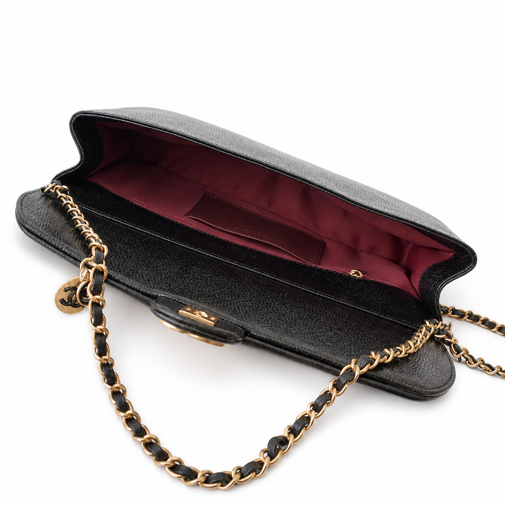 Chanel Black Caviar Wallet on Chain CC Coin Charm