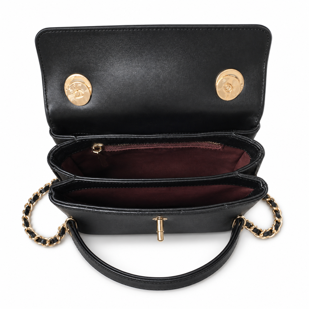 Chanel Trendy CC Top Handle Flap Bag Black Lambskin Gold