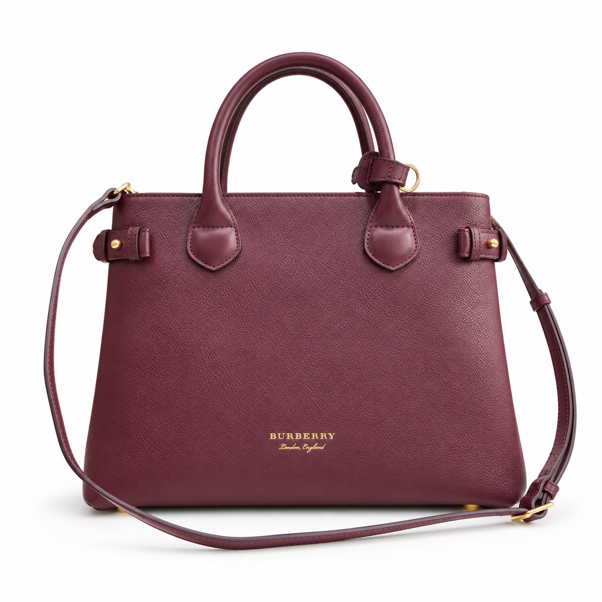 Burberry Burgundy Check Accent Top Handle Bag