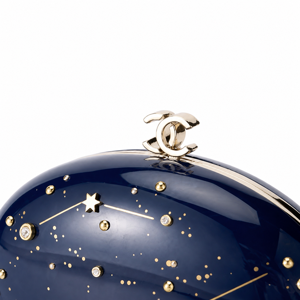 Chanel CC Scorpius Constellation Egg Minaudiere | Navy & Gold Star Map