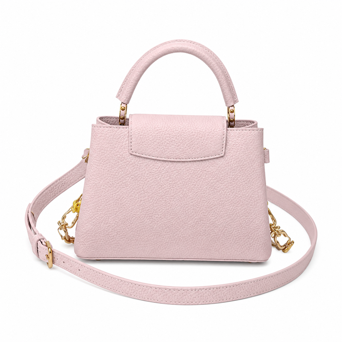 Louis Vuitton Capucines — Taurillon Leather in Rose Poudre with Yellow Flower Enamel Chain