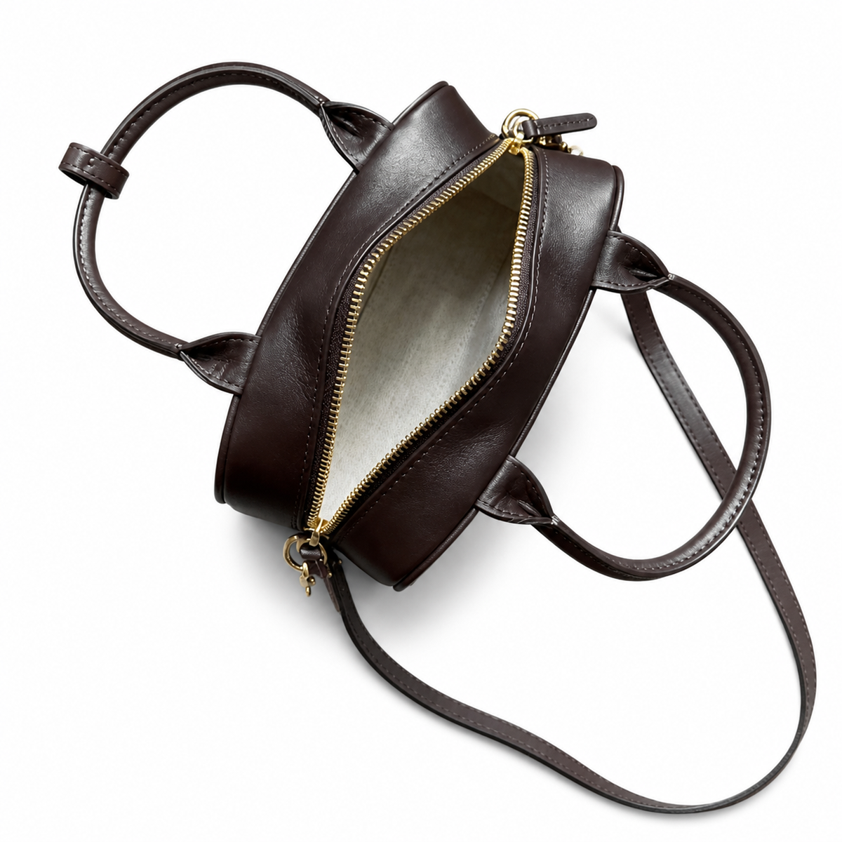Chanel Dark Brown Smooth Calfskin Mini Bowling Bag Gold CC