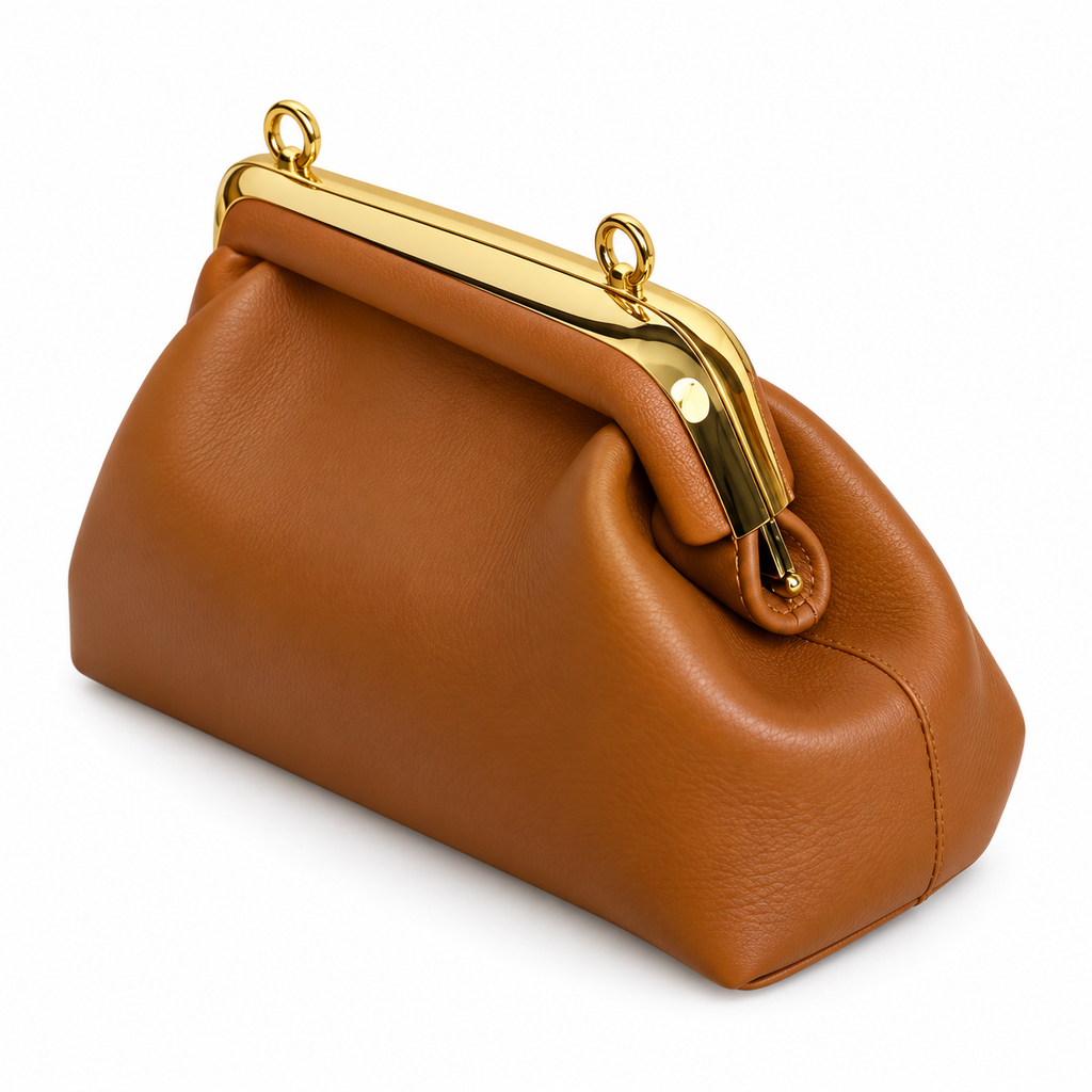 Fendi First Sight Clutch – Cognac Nappa Leather Gold Tube Clasp