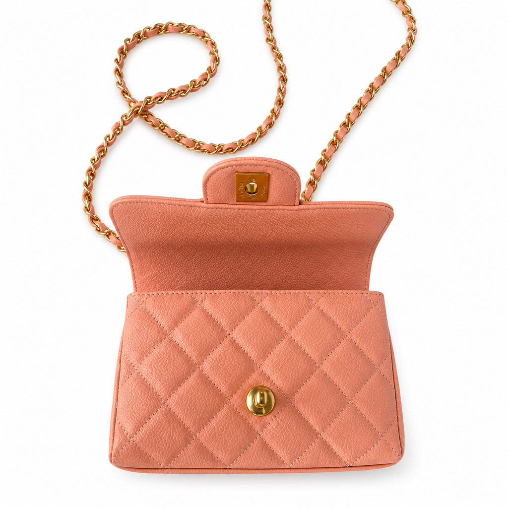 Chanel Quilted Leather Compact Box Chain Crossbody