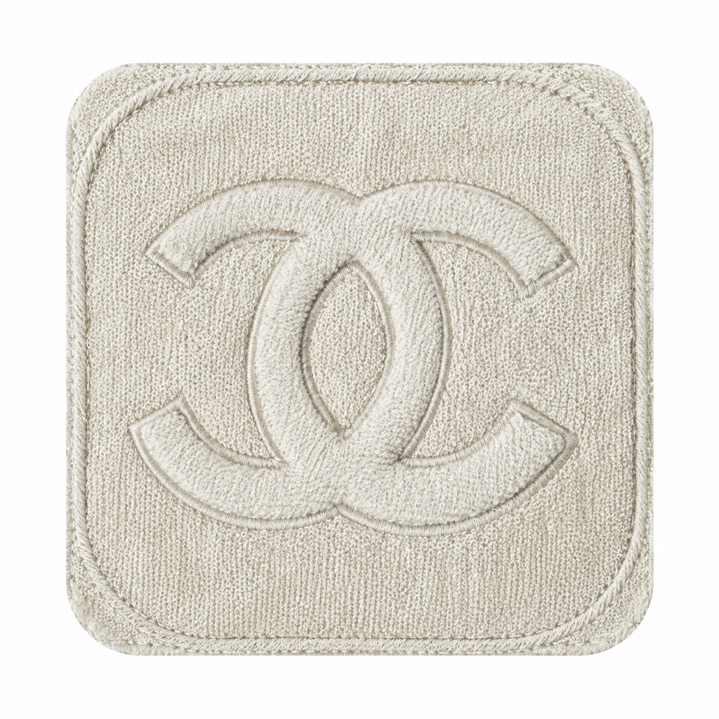 Chanel Ivory White Terry Cloth Hobo Bag & Zip Pouch Set | Tonal CC & Appliqué CC