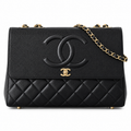 Chanel Grand Shopping Tote GST Quilted Caviar Black Gold 33cm