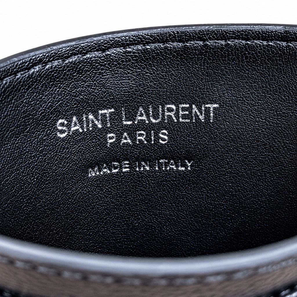 YSL Cassandre Card Holder – Black Grain Leather
