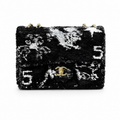 Chanel Classic Flap Black Silver Sequin CC Turn-Lock Bag