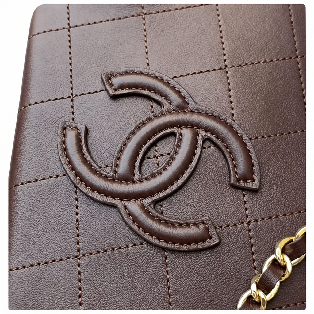Chanel Small Shopping Tote Burgundy Oxblood Quilted Lambskin | Embossed CC & Gold Chain — 21cm