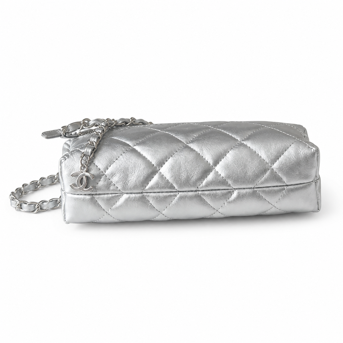 Chanel Metallic Silver CC Hobo Bag