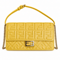 Fendi FF Small Shoulder Bag – Jacquard Canvas & Leather Trim, Flap Closure, 21cm