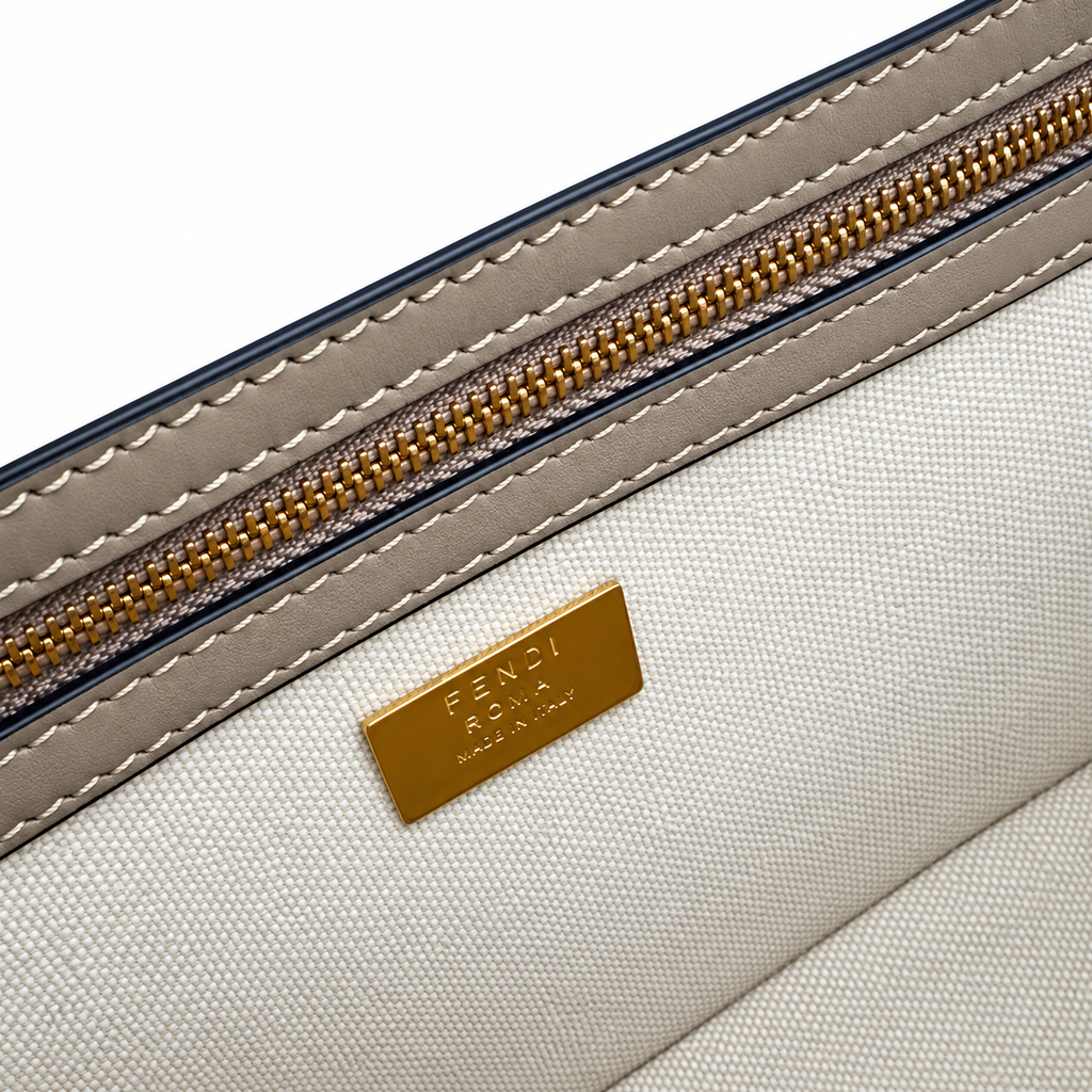 Fendi FF Shoulder Bag – Jacquard Canvas & Leather Trim, Flap Closure, 26cm